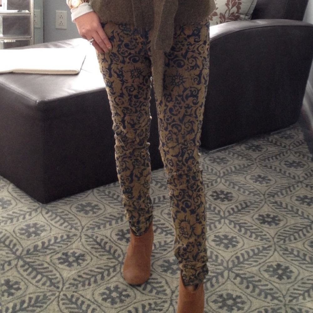 J Brand Velvet Gold Jaquard Baroque Jeans 24 - Picture 5 of 6
